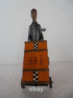 Vintage Wind Up Lehmann Trademark Adam Porter 689 Litho Tin Toy, Germany