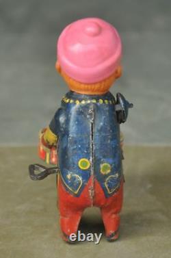 Vintage Wind Up Litho Boy/Musician Playing Drum Tin Toy, Japan
