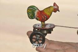 Vintage Wind Up Litho Cock Fighting Tin Toy, Germany/Japan