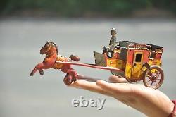 Vintage Wind Up ORBOR Brand Litho Chariot Tin Toy, Germany