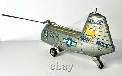 Vintage Wind Up Piasecki Army Mule 110735 Rf Mark Litho Helicopter Tin Toy Japan