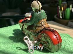 Vintage Wind Up Schuco Curvo 1000 Motorcycle Metal Tin 1940s Germany wind-up TOY