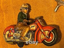 Vintage Wind Up Schuco Curvo 1000 Motorcycle Metal Tin 1940s Germany wind-up TOY