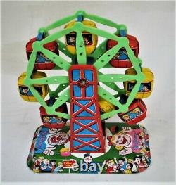 Vintage Wind Up Tin Toy - Child Land Ferris Wheel - Yone Made in Japan