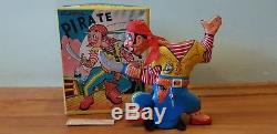 Vintage Wind Up Tin Toy. Japan. 50s. Mikuni. Mechanical Pirate. Boxed. Working