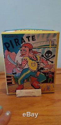 Vintage Wind Up Tin Toy. Japan. 50s. Mikuni. Mechanical Pirate. Boxed. Working