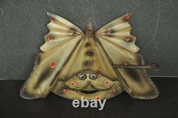 Vintage Wind Up Unique Litho Butterfly Big Tin Toy, Collectible