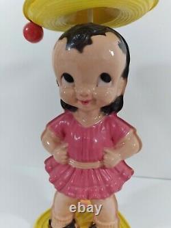 Vintage Wind Up Windup Celluloid Dancer Wobbler Walker Toy Girl In Sombraro Htf