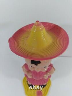 Vintage Wind Up Windup Celluloid Dancer Wobbler Walker Toy Girl In Sombraro Htf