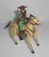 Vintage Wind Up Y Trademark Horse Rider Litho Tin Toy, Japan