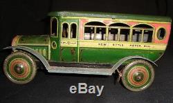 Vintage Winding Big Size Tin Motor Bus Japan 1920 Rare