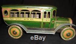 Vintage Winding Big Size Tin Motor Bus Japan 1920 Rare