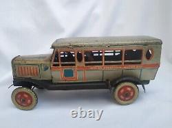 Vintage Winding Tin Toy Motor Car Bus Modern Toys Laboratory T T Takatoku Japan