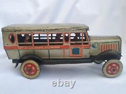 Vintage Winding Tin Toy Motor Car Bus Modern Toys Laboratory T T Takatoku Japan