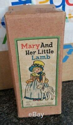 Vintage Windup Celluloid Mary and Her Little Lamb Toy with Box 1930s Tokyo Japan