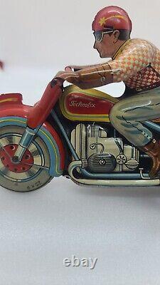 Vintage Windup Tin Motorcycle Technofix Metzeler (Germany)