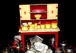 Vintage Wolverine Deluxe Childs Cabinet, 1940 With Star canister set & 133 extras