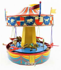Vintage Wolverine No. 31 Merry-go-round Musical Carousel Tin Wind Up Litho Toy