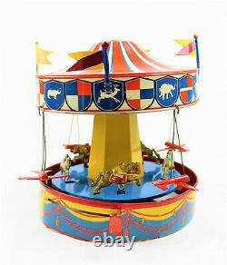 Vintage Wolverine No. 31 Merry-go-round Musical Carousel Tin Wind Up Litho Toy