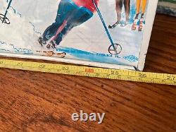 Vintage Wolverine Ski Jumper, Tin Litho Spring-Activated Toy, with figure