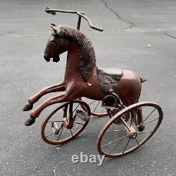 Vintage Wooden Doll Tricycle Horse Estate