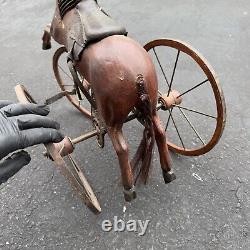 Vintage Wooden Doll Tricycle Horse Estate