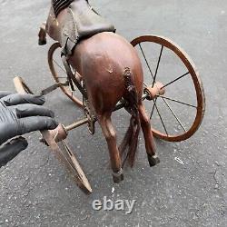Vintage Wooden Doll Tricycle Horse Estate