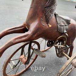 Vintage Wooden Doll Tricycle Horse Estate