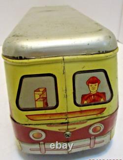 Vintage Woodhaven Metal Stamping Co. Robot Bus Tin Wind Up Free Ship