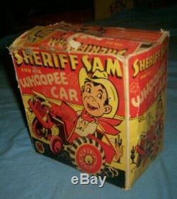 Vintage Working Marx Sheriff Sam and his Whoopee Car Tin Litho Windup Toy WithBox