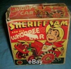 Vintage Working Marx Sheriff Sam and his Whoopee Car Tin Litho Windup Toy WithBox