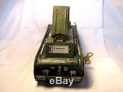 Vintage Working Marx Tin Litho Windup US Army Doughboy Tank 1950s Toy With Key