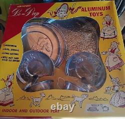 Vintage Worthmore Bo Peep Aluminum Toys Set Of 3 In Original Box