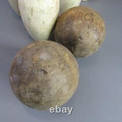 Vintage Yard Bowling Set with 10 Pins 7.5 Height 2 Wooden Balls Estate Find