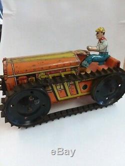 Vintage antique MARX MAR TOYS Wind Up Tin Climbing Tractor (USA)