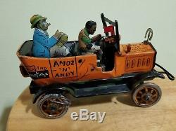 Vintage antique tin wind up Amos & Andy Open Air Taxi