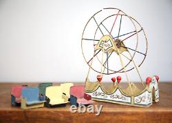 Vintage antique toy circus Ferris Wheel with metal seats for Parts Repair