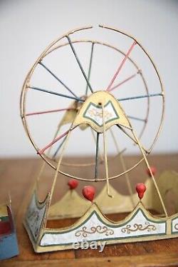 Vintage antique toy circus Ferris Wheel with metal seats for Parts Repair