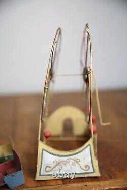 Vintage antique toy circus Ferris Wheel with metal seats for Parts Repair