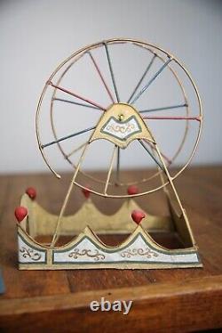 Vintage antique toy circus Ferris Wheel with metal seats for Parts Repair