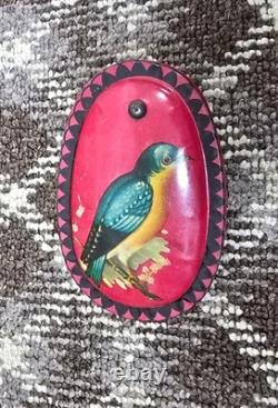 Vintage old rare collectible tin toy baby rattle
