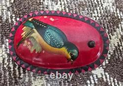 Vintage old rare collectible tin toy baby rattle