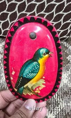 Vintage old rare collectible tin toy baby rattle