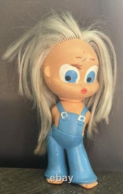 Vintage rubber big Blue eye Girl toy doll 6