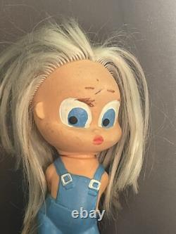 Vintage rubber big Blue eye Girl toy doll 6