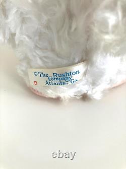 Vintage rushton rubber face doll plush bunny white with tag rare cute in hand