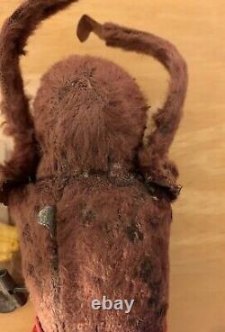 Vintage very rare Monkey Climbing High Wire Rope Wind Up Toys Smoking Pipe WORK