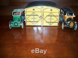 Vintage wind up toy OROBR GARAGE & THE TWO CARS