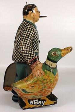 Vtg 1930'S MARX Joe Penner & His Duck Goo Goo TIN Wind Up Walker Character Toy