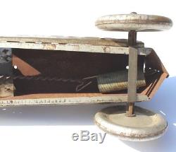 Vtg 1930's Buffalo Toy Company Marx Silver Dash Winder Race Car Racer Tin Toy